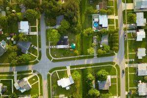 Aerial view of a suburban neighborhood, representing Streetwise Global Capital's expertise in US real estate financing for Canadian investors.